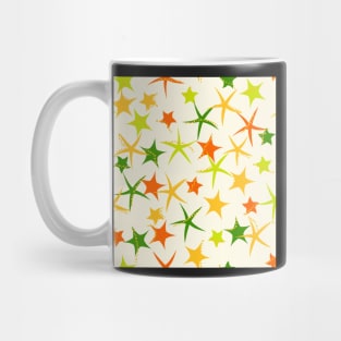 Starfish galaxy in lime green, emerald green, zesty orange and tangerine Mug